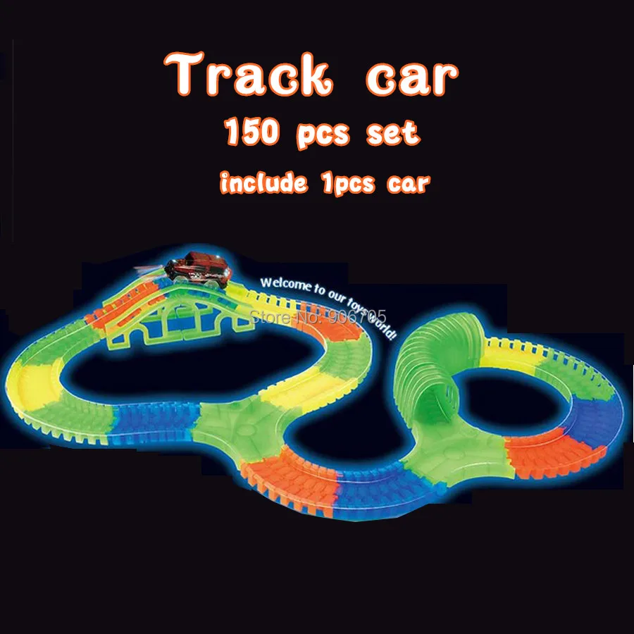 150pcs set flash Bend Flex Curve Slot DIY Track Car font b toy b font Set