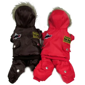

Winter Dog Pet Coat Clothes Padded Hoodie Jumpsuit Pants Costumes Plus Size S-XL