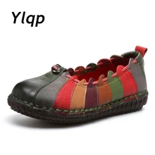 Новинка года; женская обувь из натуральной кожи на плоской подошве; Модные Разноцветные Повседневные мягкие мокасины для мам; мокасины; женская обувь на плоской подошве для вождения