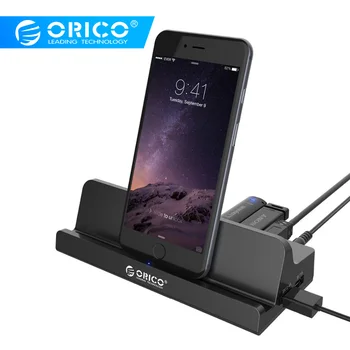 

ORICO SH4C2 USB Charger with Docking Station 4 USB3.0 1 Super Charger 1 Universal Charging Port with Stand for Surface -Black