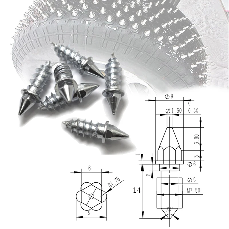 50pcs/set Car Tires Studs Spikes Wheel Snow Chains tire chains tire studs anti skid for Car Vehicle Truck Motorcycle Tires Winter