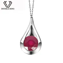 DOUBLE-R подвески с рубинами для женщин, 925 пробы, серебро, капля воды, ожерелья, романтический подарок на день Святого Валентина, хорошее ювелирное изделие, индивидуальный подарок