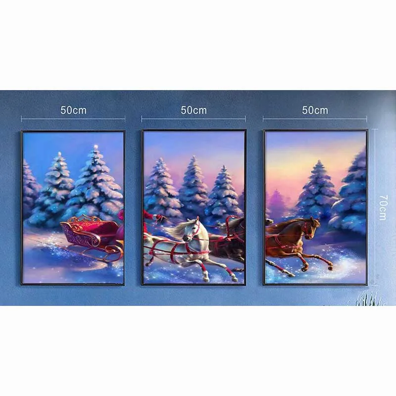 

Diamond Painting Embroidery Kit Pictures of Rhinestones Christmas Snow Multi-Picture Combination Triptych Decoration 3pcs/Set