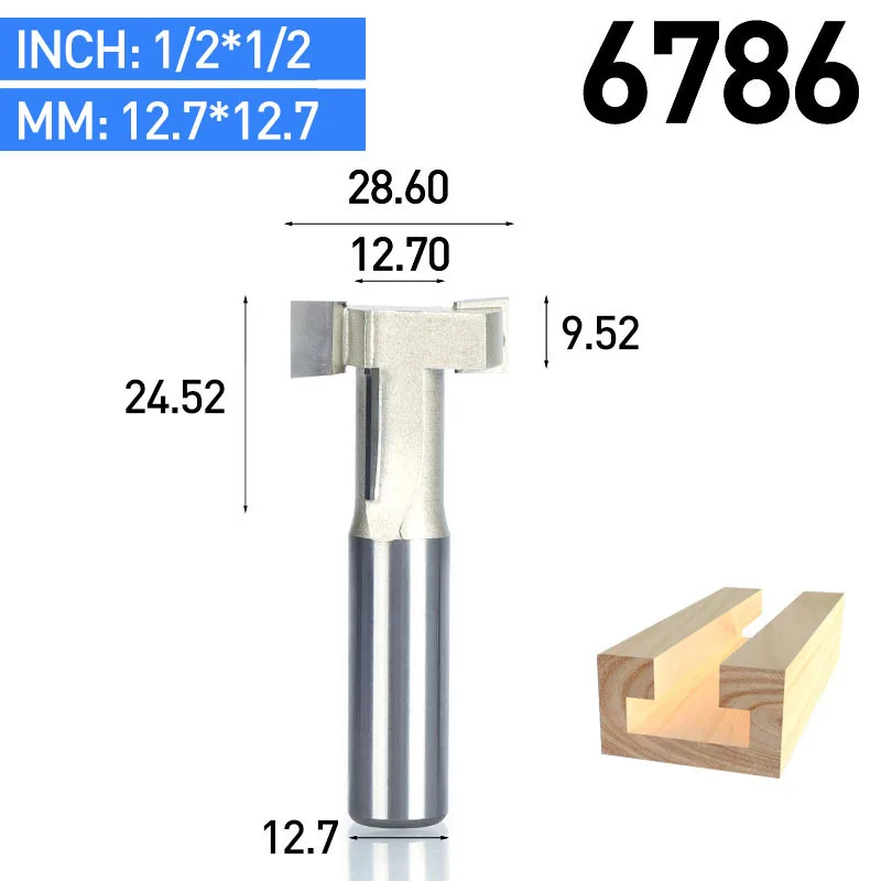 HUHAO 1 шт. 1/" 1/2" хвостовик Т-образный деревообрабатывающий резак для гравировки кромки триммер фрезы Нож для ящиков Т-образный резак для дерева - Длина режущей кромки: 6786