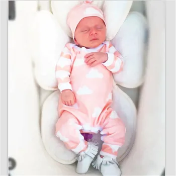 

2017 autumn newborn baby boy clothing set baby girls clothes baby outfits Bodysuit Hat Outfits Set cotton cloud printing