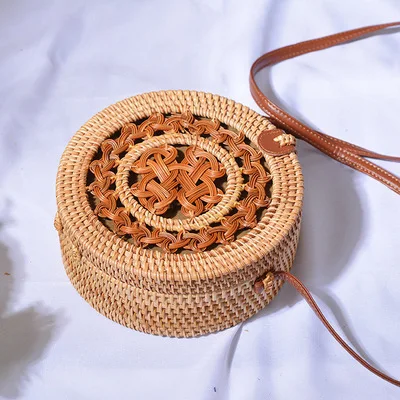 zhongguojiekou18x8cm Винтажные плетеные сумки на плечо ручной работы из ротанга ремешки из искусственной кожи с бантом на застежке Праздничная пляжная сумка-Кроссбоди мессенджеры женские сумки - Цвет: zhongguojiekou18x8cm