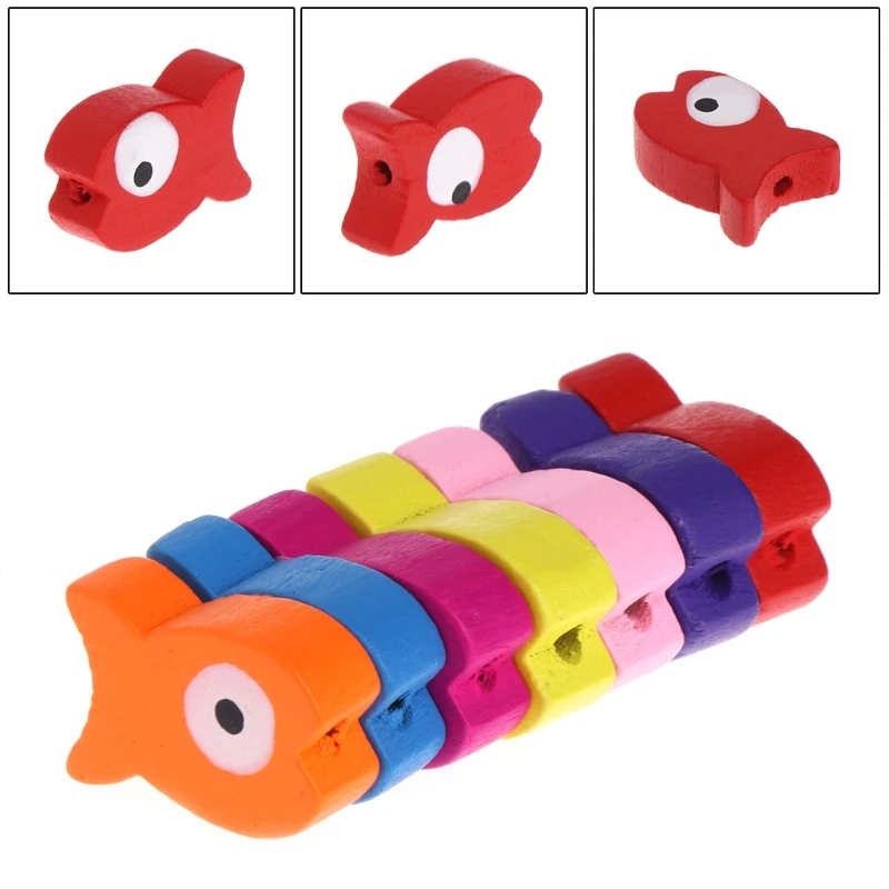 

50 Pcs/Bag Parrot Toy DIY Wooden Colorful Fish Accessories Pet Bird Multipurpose YH-461070
