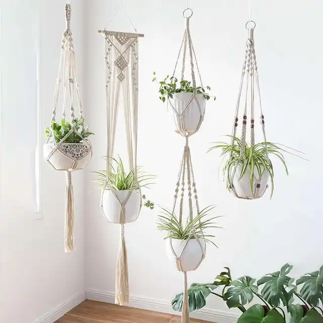 Us 14 03 10 Off Macrame Plant Hangers 4 Pack In Diffe Designs Handmade Indoor Wall Hanging Planter Holder Modern Boh Baskets Us 14 03 10 Off Macrame Plant Hangers 4 Pack In Diffe Designs Handmade Indoor Wall Hanging Planter Holder Modern Boh Baskets
