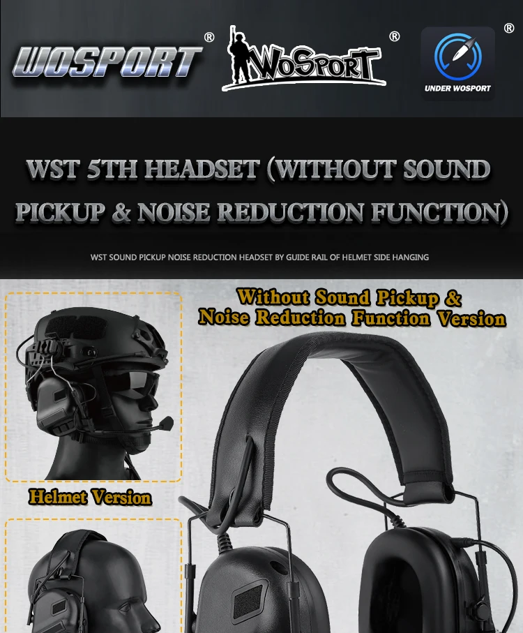 Tactical Communication Headset Outdoor Shooting Airsoft CS Headphone Head Wearing Version & Helmet Version Headphones