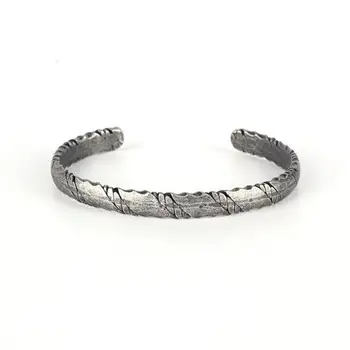 

Vintage Twist Stainless Steel Silver-color Mix Cuff Bangles Bracelets For Women Antique Silver Bracelet Men pulseira masculina