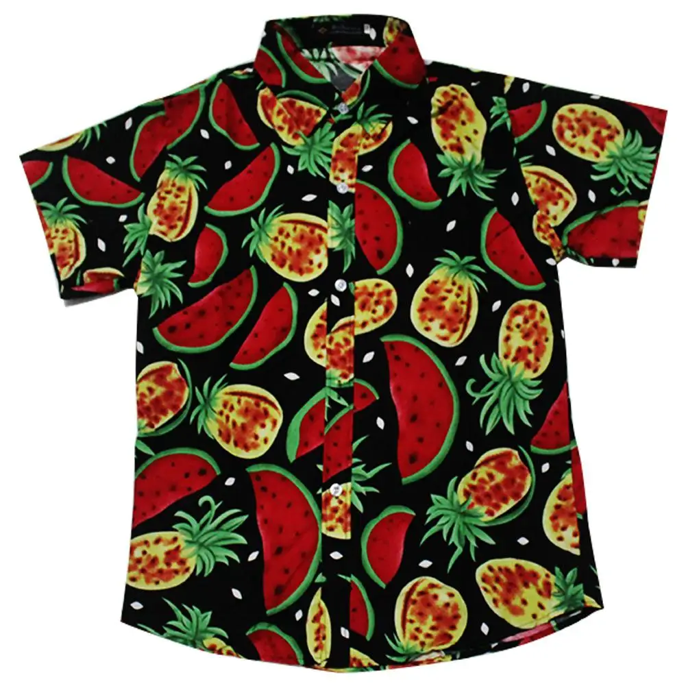 

Yfashion Men Shirts Summer Fashion Hawaiian Shirt Chemise Homme Fruit Printed Short Sleeve Shirt Top
