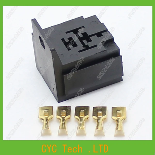 

5pcs Car/Auto Relay Socket with Five 6.3mm Terminal for Universal 40A Car Relay