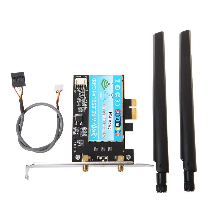 

Dual Band 2.4+5G Bluetooth 4.2 Wifi Wireless Mini PCI-Express Network Card For Intel 7265 AC 7260HMW IT-7265HMW 8260