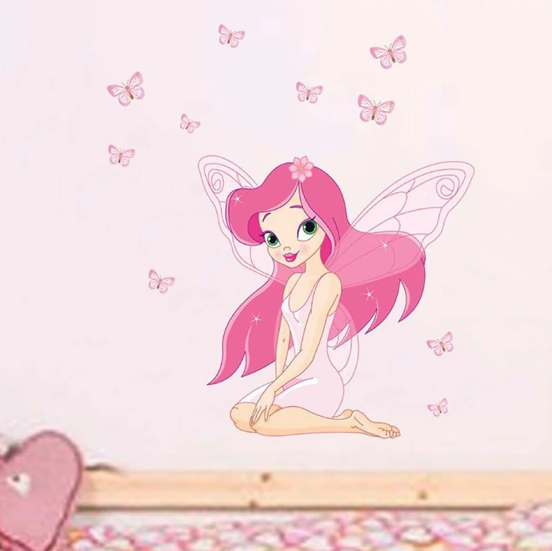 Cartoon Cute Fairy Wall Stickers for Kids Bedroom Wall Decals Children