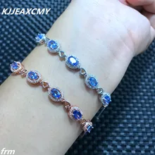 KJJEAXCMY ювелирные изделия многоугольная камера в реальной жизни, 925 Серебряный Натуральный сапфировый камень браслет, синий драгоценный камень