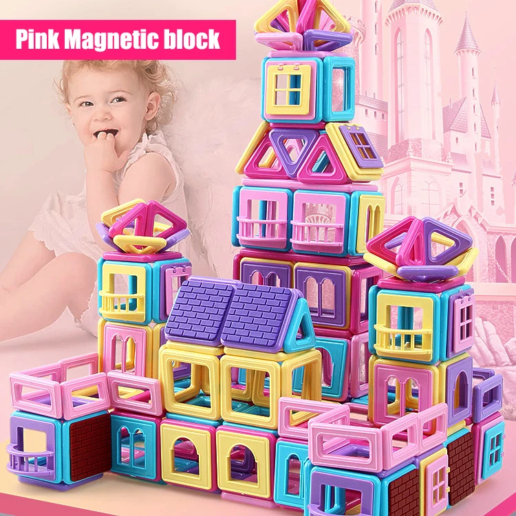 

258pcs/40pc Pink block Magnetic Designer Construction Set Model & Building Toy Plastic Magnetic Blocks Educational Toys For kids