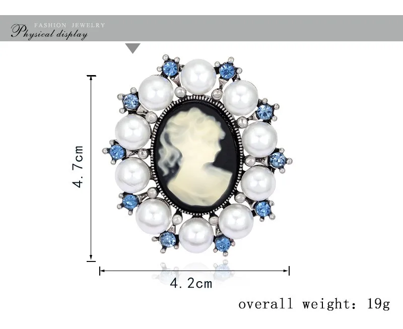 Капля воды винтажный Готический стиль Голова Статуя Камея брошь Имитация-жемчуг Стразы Эмаль Брошь Для женская брошь, заколка ювелирные изделия