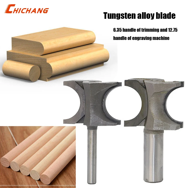 

1pcs 1/2" 1/4'' Shank Half Round bit 2 flute endmill Router Bits for wood without bearing Woodworking Tool milling cutter