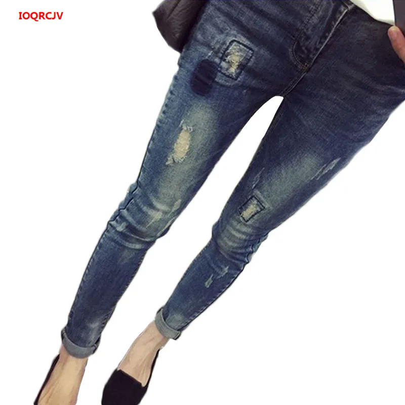 

Elastic Waist Hole Stretch Denim Maternity Belly Jeans Autumn Spring Pants Clothes for Pregnant Women Pregnancy Pencil Trousers