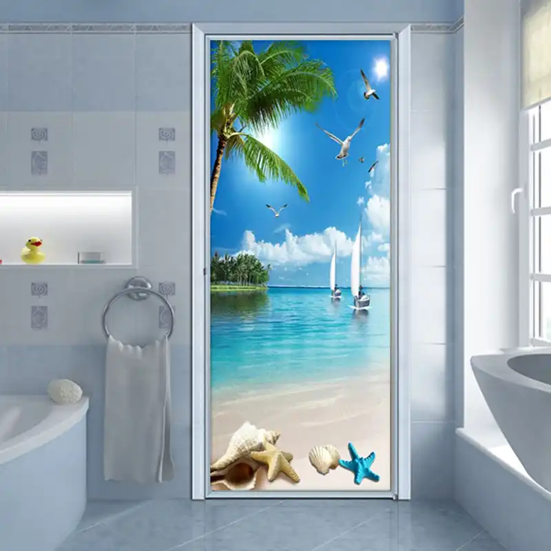 ビーチ海ビュステッカー 3d Pvc 自己粘着防水壁紙ペーストリビングルーム浴室の壁デカールトイレのドアステッカー ドアステッカー Aliexpress ビーチ海ビュステッカー 3d Pvc 自己粘着防水壁紙ペーストリビングルーム浴室の壁デカールトイレのドアステッカー ドアステッカー Aliexpress