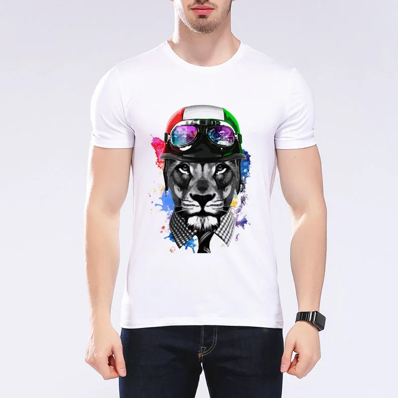 

Top Brand Lion Motorcycle T-shirt For Men 3D Funny Animals Motion Print T Shirt Casual Women/Men/Youth /Boy T-Shirt G7-12#