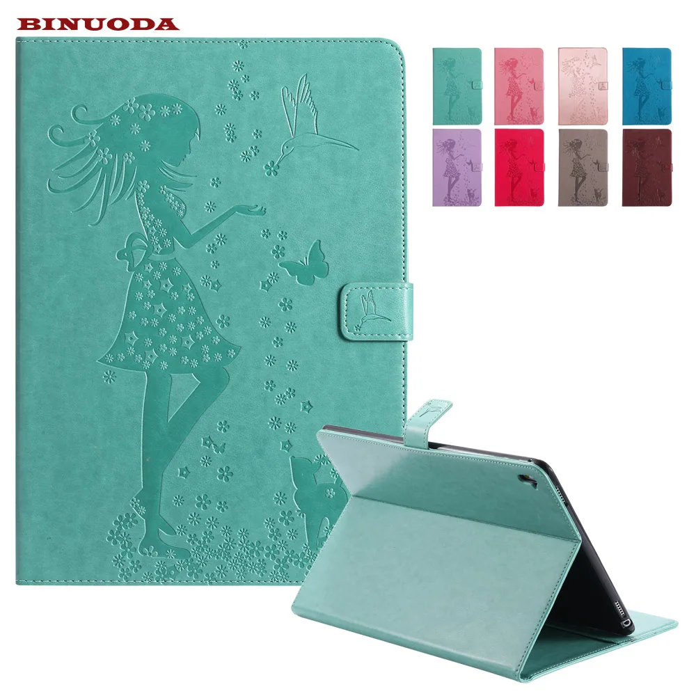 

For iPad Pro 9.7 Smart Case 2017 Luxury Auto Wake Sleep Girl Embossed Folding Folio Wallet Stand Cover Cases for iPad Pro 9.7