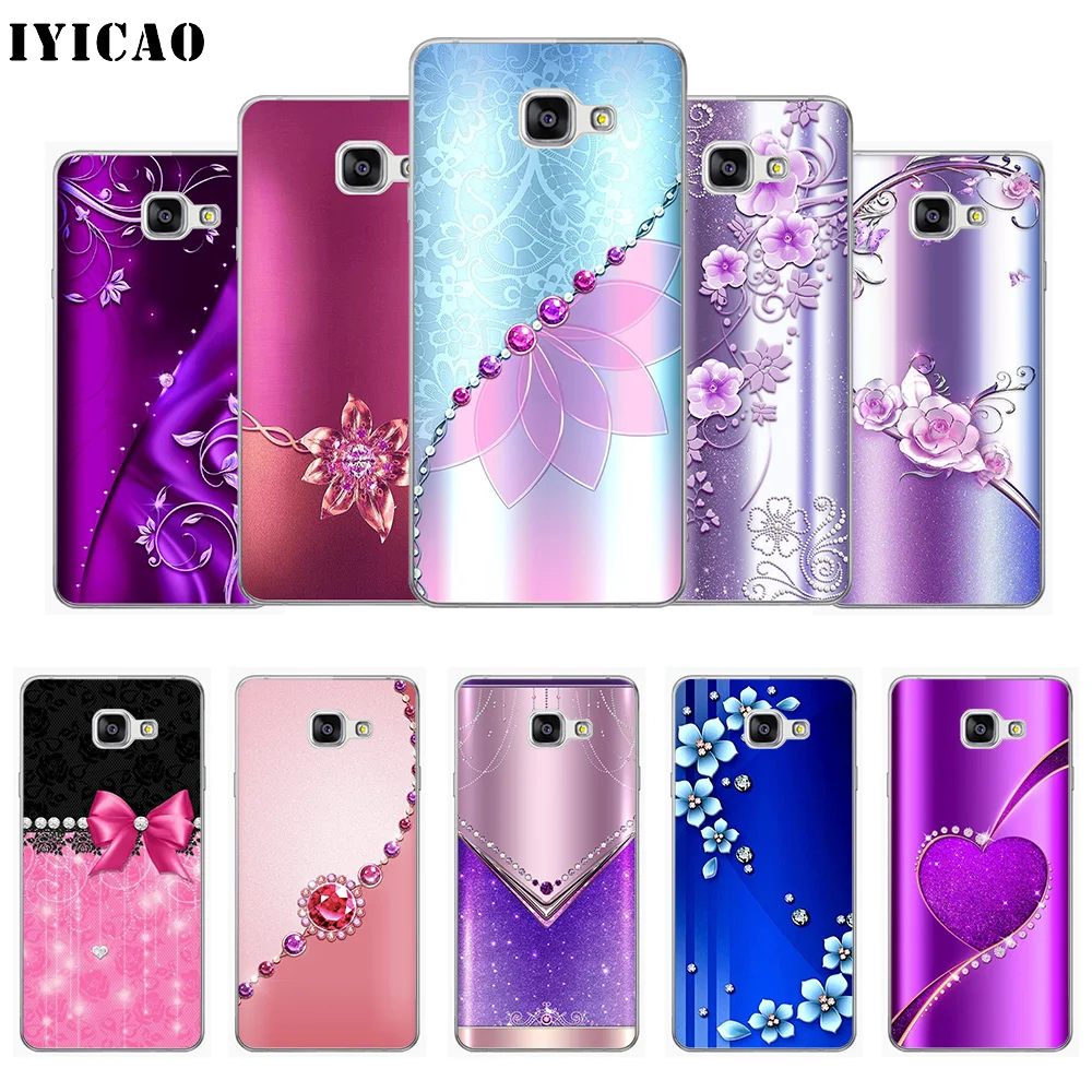 

IYICAO Crystal Rhinestone Flower print Soft Silicone Phone Case for Samsung A10 A30 A40 A50 A70 M10 M20 M30 TPU Cover