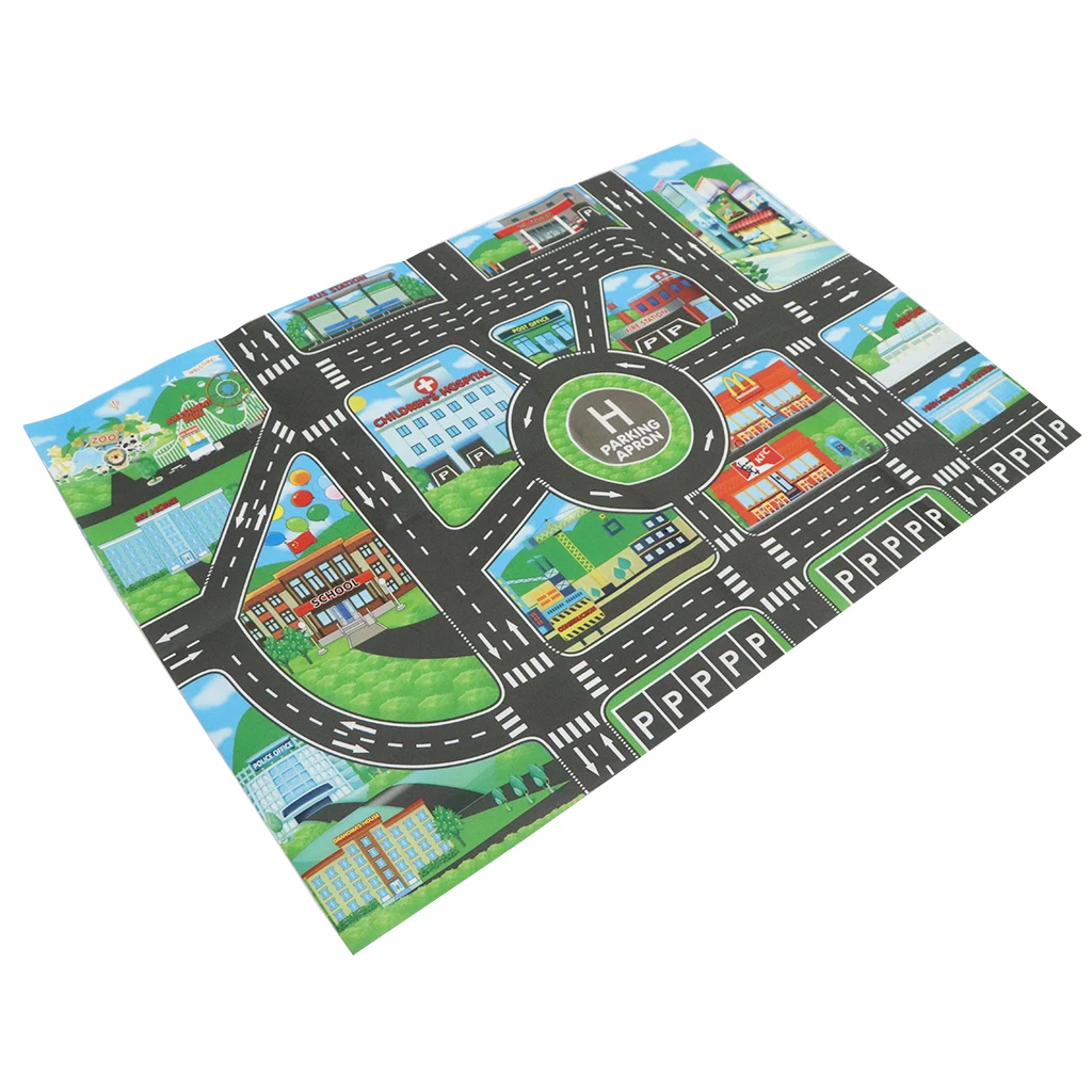 City Traffic Road Track Play Mat Toy Car Playing Game Baby Crawl Carpet Rug
