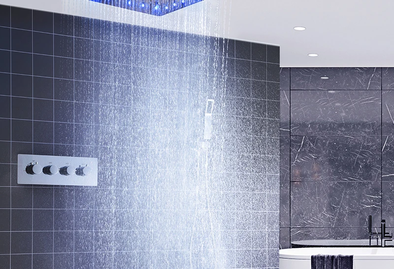 Luxury 20 Inches High Flow Stainless Steel Ceiling Shower Heads Thermostatic Mixer LED Shower Faucet (12)