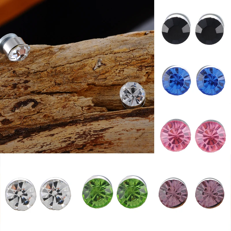 

No Piercing Crystal Magnetic Stud Earrings For Men Women Fake Earrings Cool Summer Style 1Pair