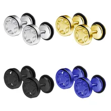 Модные мужские серьги кнопки со звездами серьги кнопки Заглушки для ушей серебряные золотые черные синие ювелирные изделия из нержавеющей стали в стиле панк для женщин