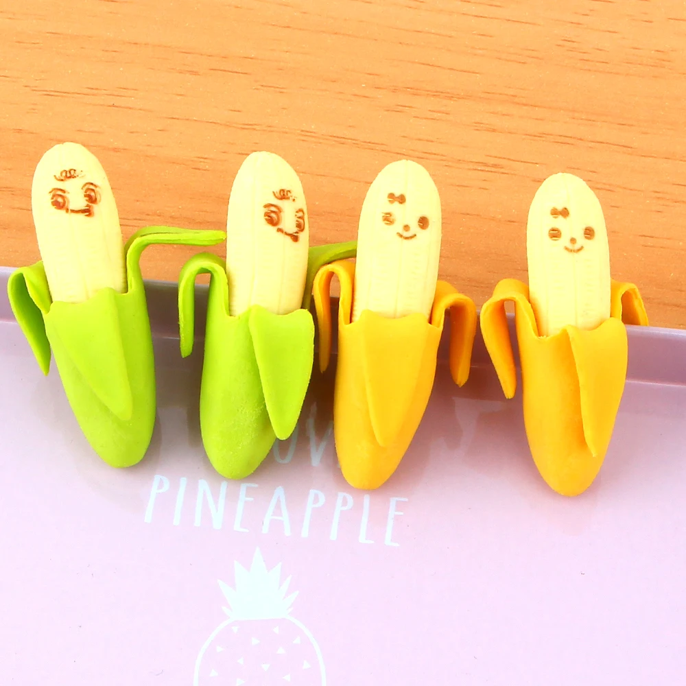 2 шт./лот Новый Kawaii милые банановый ластик фруктовый карандаш резиновая Новинка для детские школьные принадлежности канцелярские