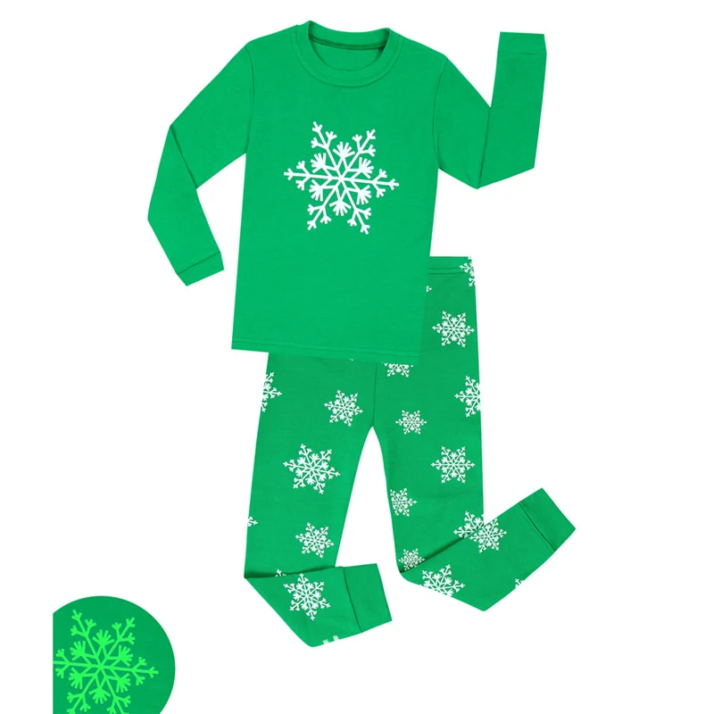 SAILEROAD/футболка для мальчиков светящиеся пижамы с рисунком «снежинки» для детей; пижамный комплект из хлопка, Детская Пижама для детей Домашняя одежда с длинными рукавами для детей для девочек для сна; детская пижама с принтом