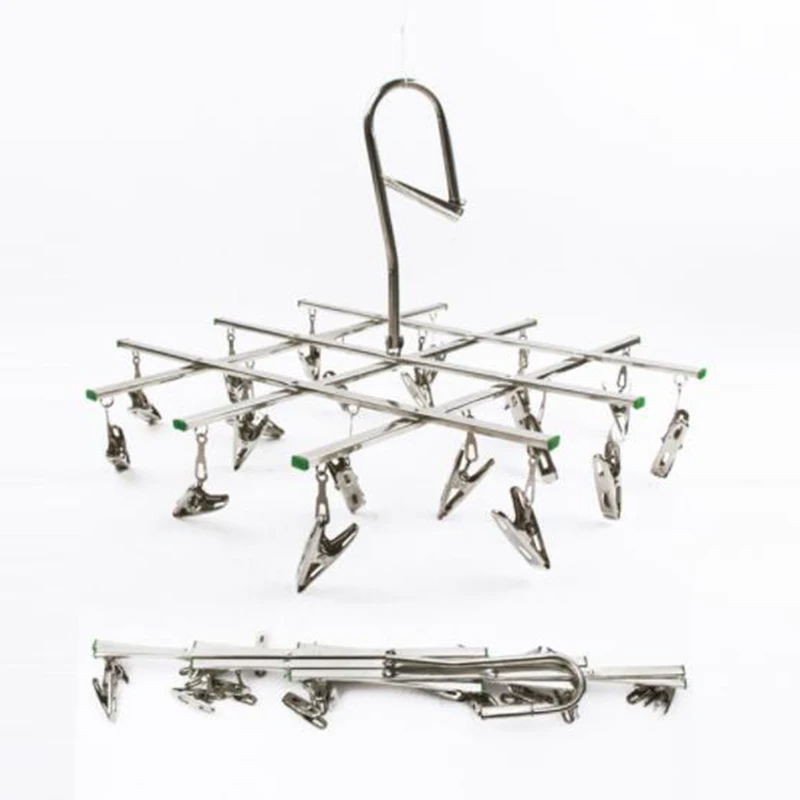 Silver Clips Sock Foldable Storage.for saving Rustproof 10Pcs/20Pcs Laundry Hanger Drying Rack Steel Underwear