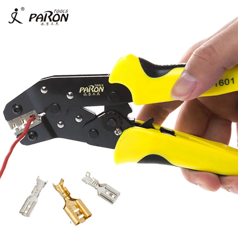

PARON Wire Crimper Multi Tool Engineering Ratchet 26-16AWG Non-insulated Terminals Crimping Pliers Wire Cutters Krimptang