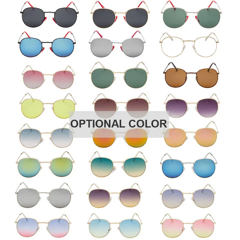 oakshion Retro Round Sunglasses Women 2019 Brand Designer Sun Glasses For Woman Metal Mirror Sunglasses Eyewear Female oculos d