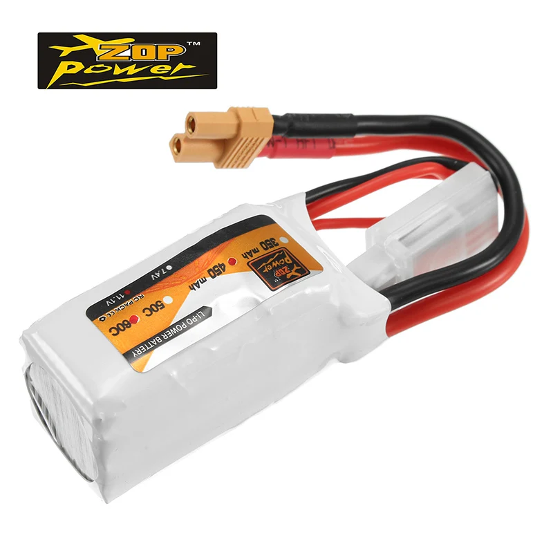 ZOP Power 11 1 В 450 мАч 60C 3S Lipo батарея XT30 разъем для FPV квадрокоптера радиоуправляемые