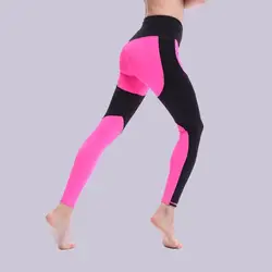 Для женщин Фитнес розовый черные леггинсы Лидер продаж Лоскутное СЕРДЦЕ бедра леггинсы спортивной Фитнес леггинсы женские брюки