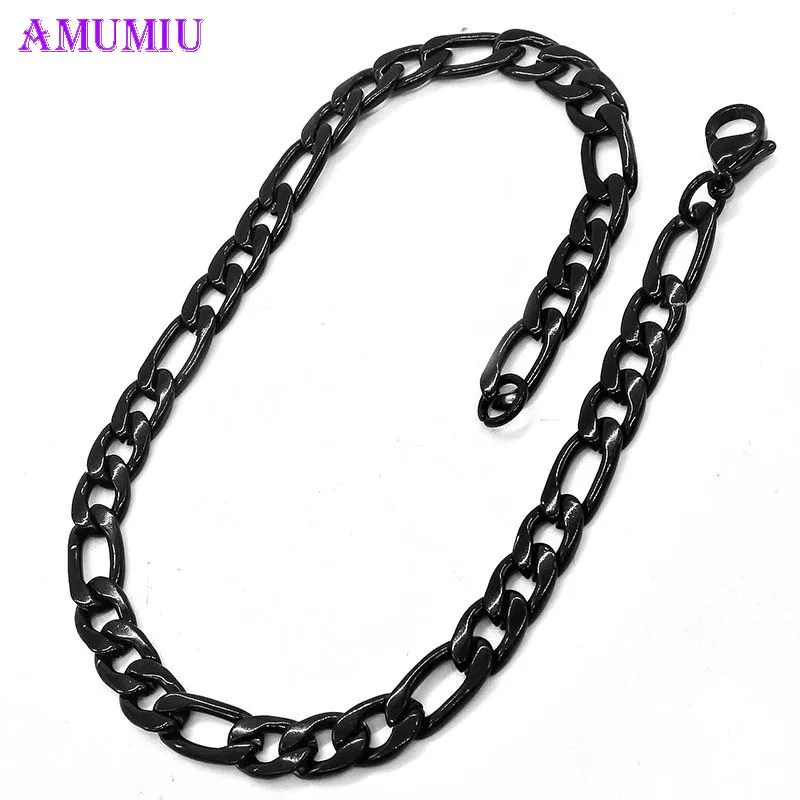AMUMIU Jewelry Men Bracelet Cuban links & chains Stainless Steel Bracelet for Bangle Male Accessory Wholesale B004 Fashion Jewelry