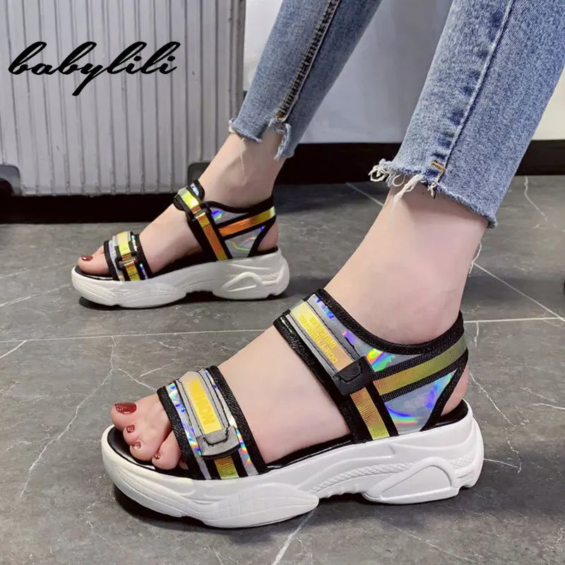 

Women Sandals 2019 Summer New Casual Shoes Female Beach chunky Shoes Flat Shoes Platform Sandals Slippers Sandals peep toe