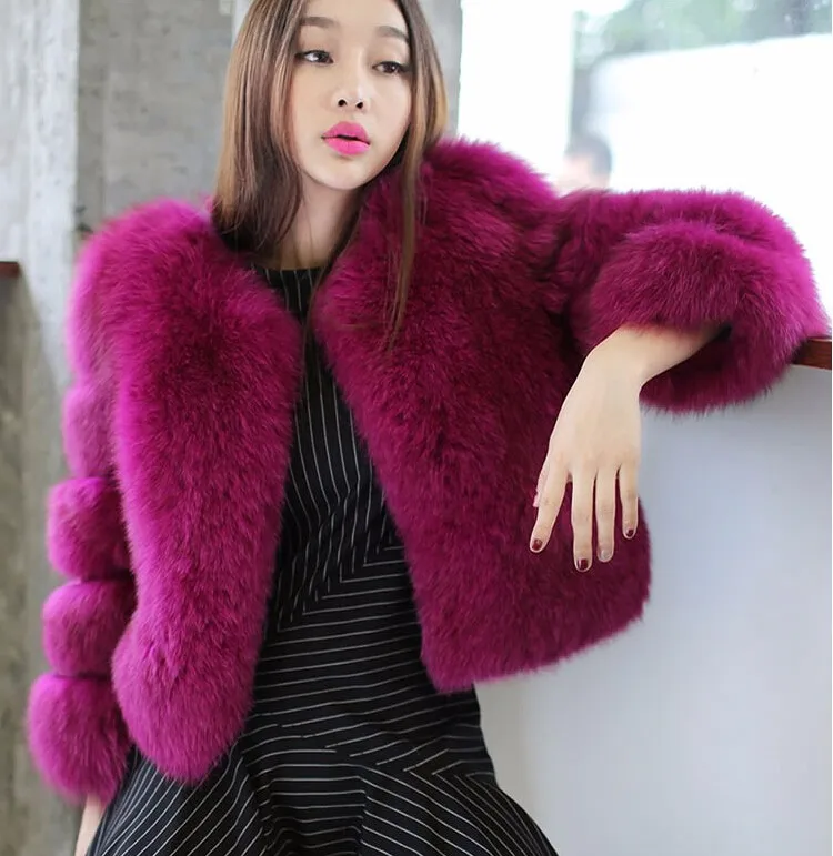 LET-SETTING hot sale winter coat fur imitation fox fur short section of loose long-sleeved jacket Large size women womens parka coat