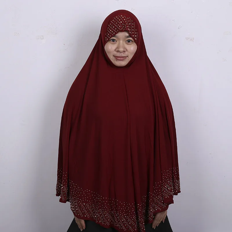Качественные простые мусульманские женские хиджабы с бриллиантами, исламские арабские мягкие дышащие хиджабы Niqab, мусульманская одежда 100x90 см