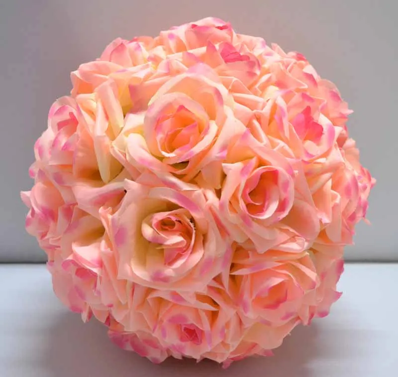 12'' Pack of 10 pink+peach color Kissing rose balls artificial rose
