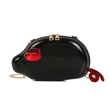 Creative Chain Shoulder Messenger Bag Funny Cute Pig Crossbody Bag Women Leather Party Bag Chain Bag
