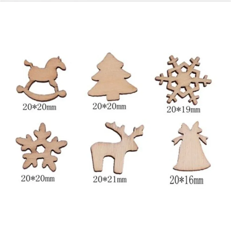 60Pcs DIY Craft Christmas Xmas Wood Chip Hanging Ornaments Christmas Tree Toppers Christmas decoration for home #3o24 (1)