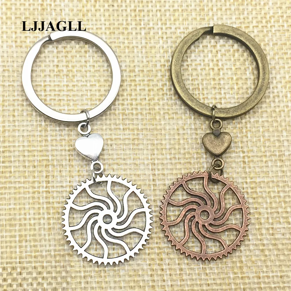 3pcs/lot Handmade Keychain Vintage Big Gear Charm Metal Zinc Gears