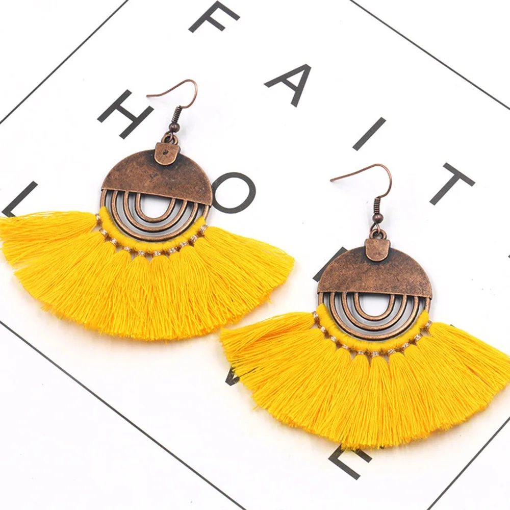 

Vintage Bohemian Handmade Statement Tassel Earrings for Women Boho Round Long Dangle Drop Earring Fringe Eardrop Jewelry Gifts