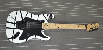 

top quality QShelly custom Kramer 6 strings 5150 electric guitars white&black lines body charvel guitar musical instrument shop