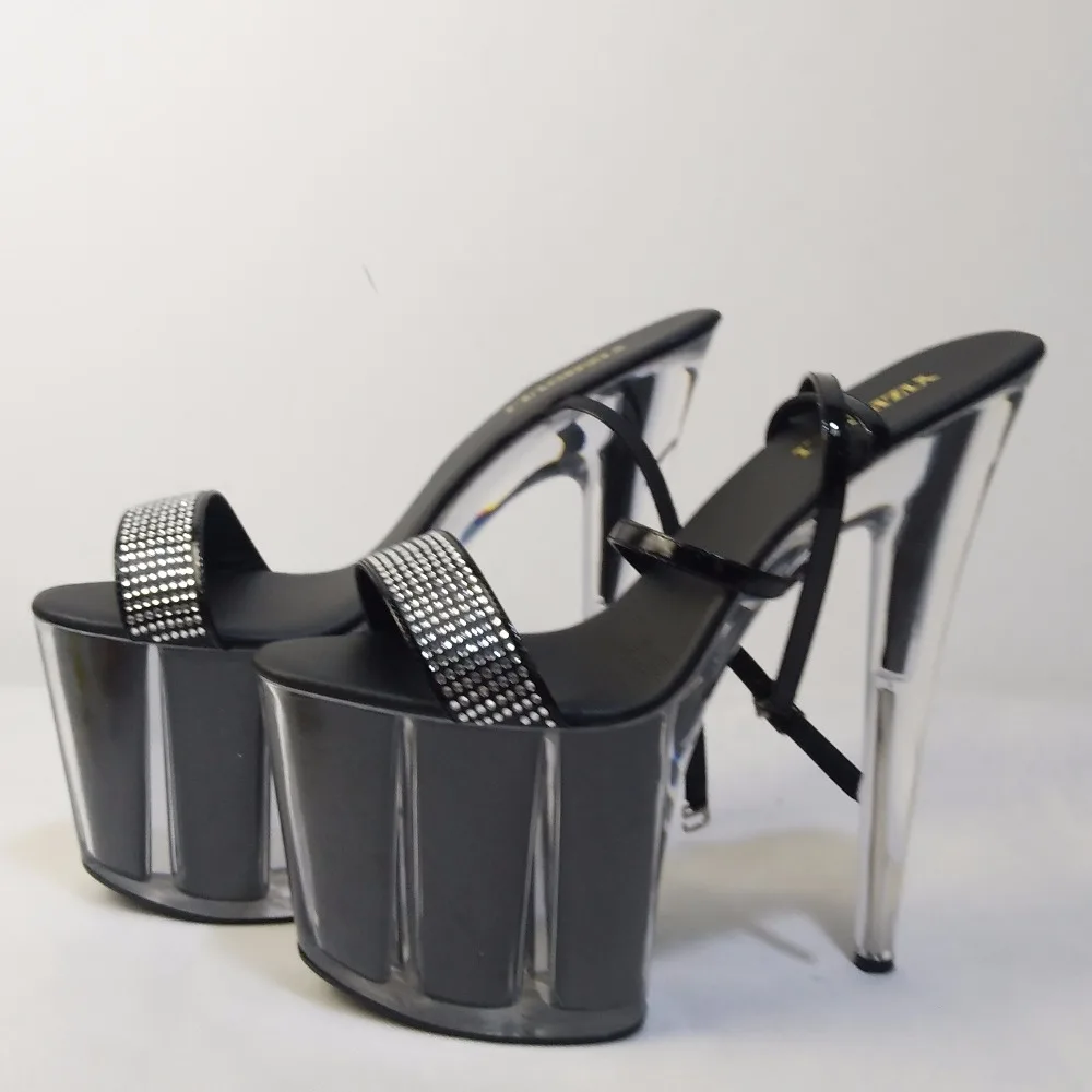 8 inch Unusual High Heel Shoes Platform Sandal with Rhinestone Straps strappy sandals 20cm Fetish High Heel Dance Shoes