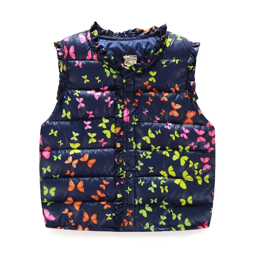 Girls Vests Children's Down Cotton Warm Vest Baby Girls Sweet Floral Waistcoat High Quality Kids